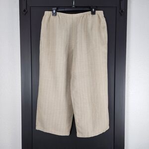EILEEN FISHER CROPPED BEIGE ELASTIC WAIST PULL UP WIDE LEG PANT SIZE MEDIUM